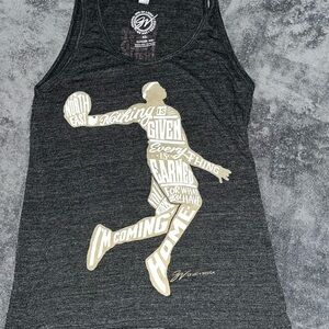 Gray Tank Top with Light Gold LeBron Graphic Cavs